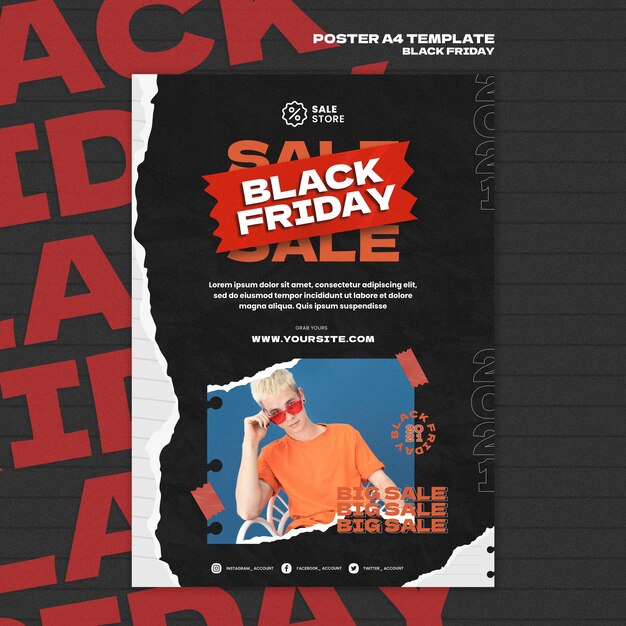 Modèle d'affiche de vente du vendredi noir