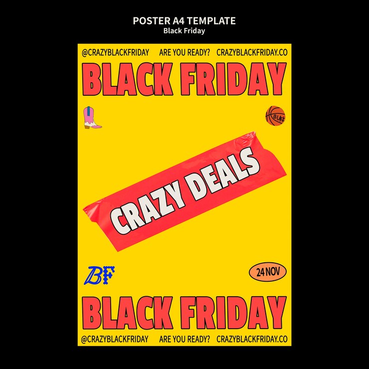 PSD gratuit modèle d'affiche de vente du vendredi noir