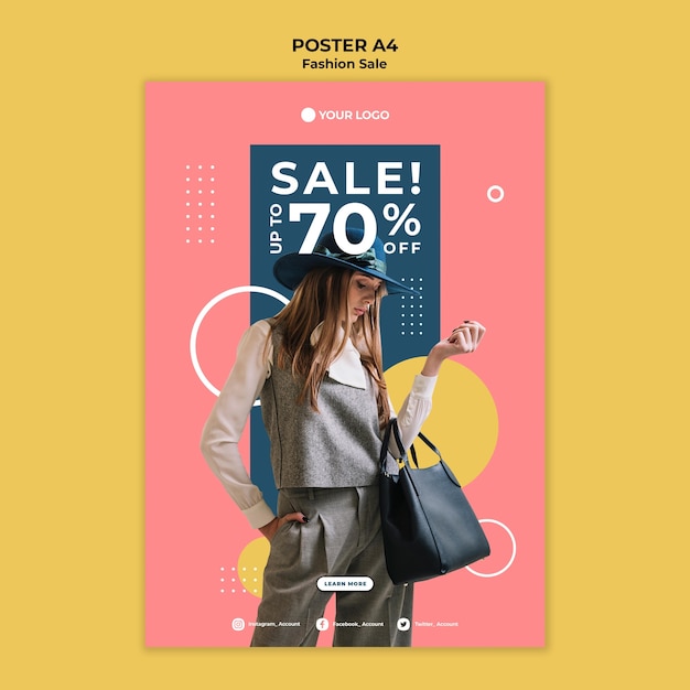 PSD gratuit modèle d'affiche de vente de mode