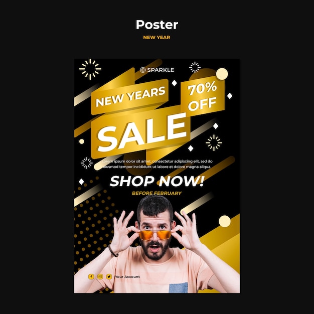 Modèle d'affiche de vente de nouvel an