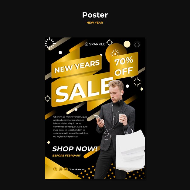 Modèle d'affiche de vente de nouvel an