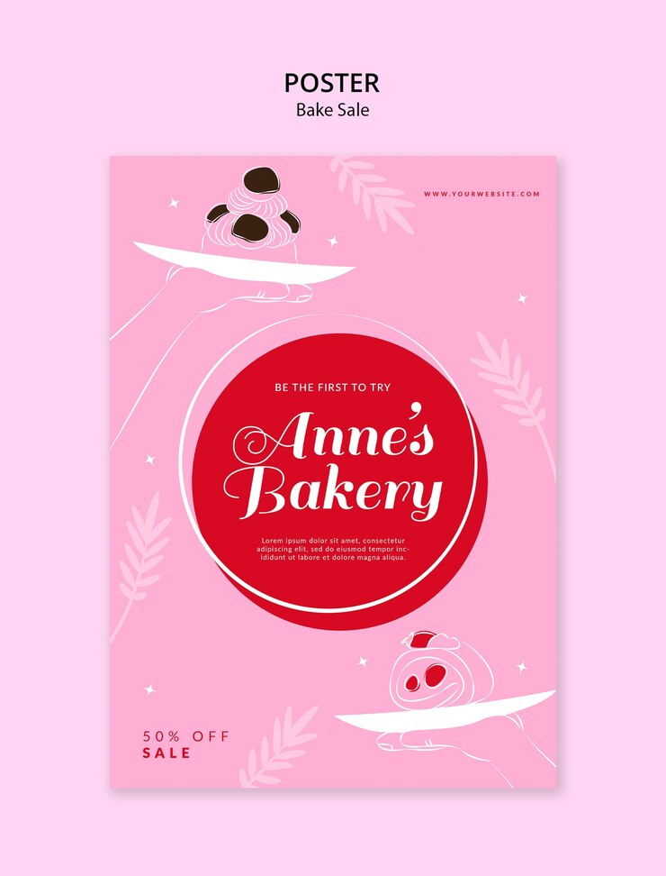 PSD gratuit modèle d'affiche de vente de pâtisseries