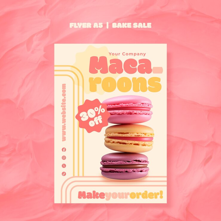 PSD gratuit modèle d'affiche de vente de pâtisseries