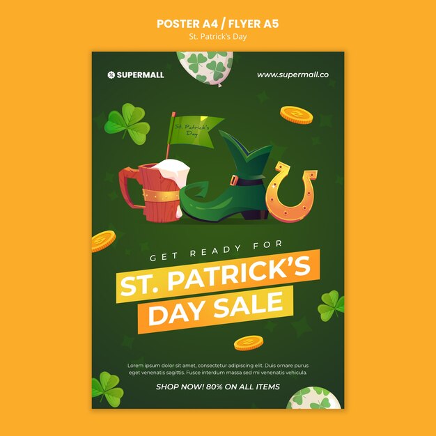 Modèle d'affiche de vente de la saint-patrick