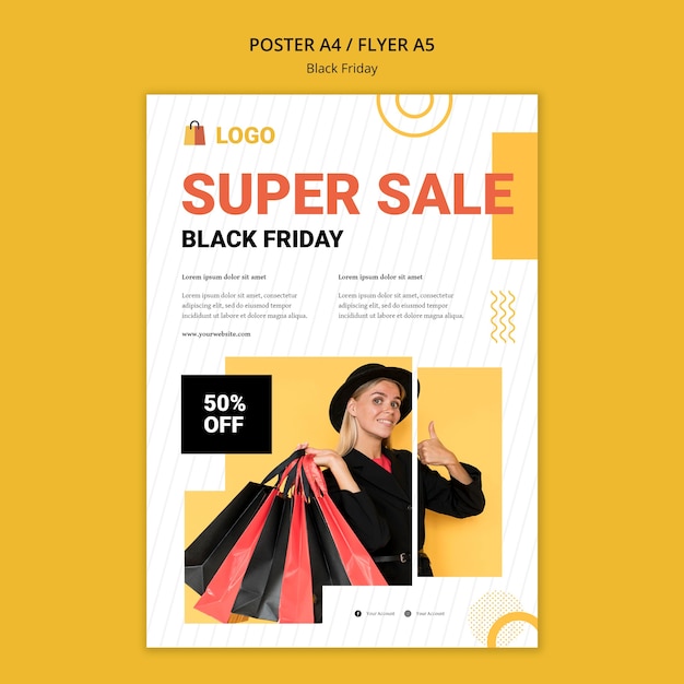PSD gratuit modèle d'affiche de vente vendredi noir