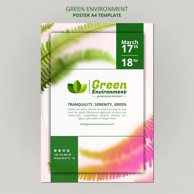 PSD gratuit modèle d'affiche vertical pour environnement vert