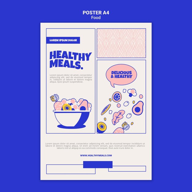 Modèle d'affiche vertical pour des repas sains