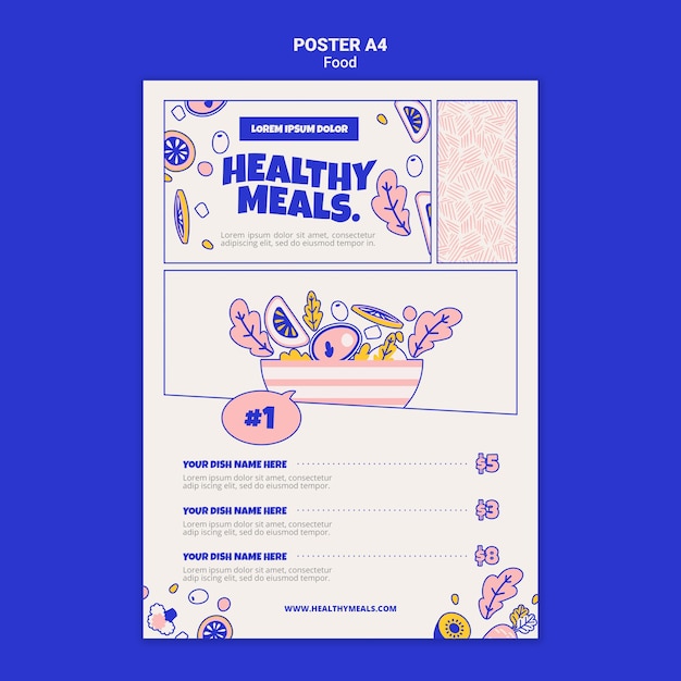 Modèle d'affiche vertical pour des repas sains