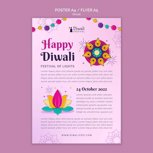Modèle D'affiche Verticale De Célébration De Diwali