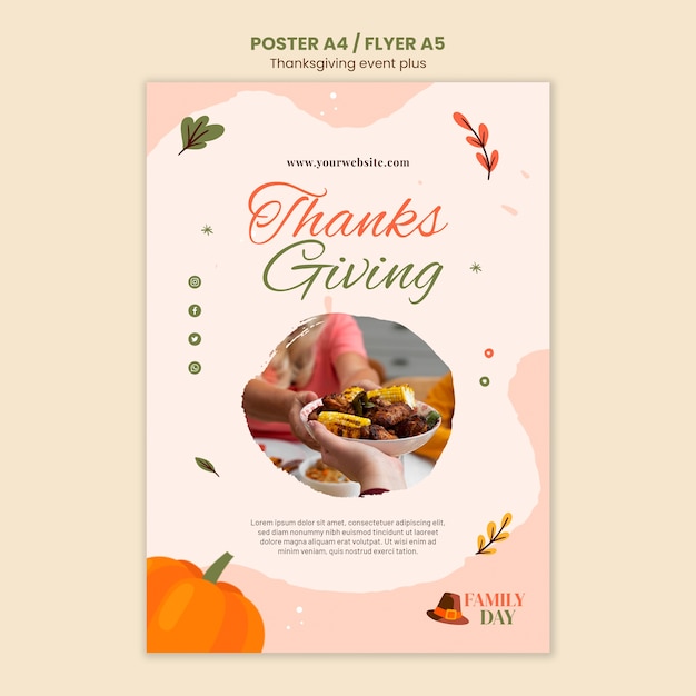 PSD gratuit modèle d'affiche verticale de célébration de thanksgiving