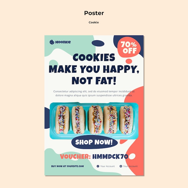 PSD gratuit modèle d'affiche verticale avec des cookies