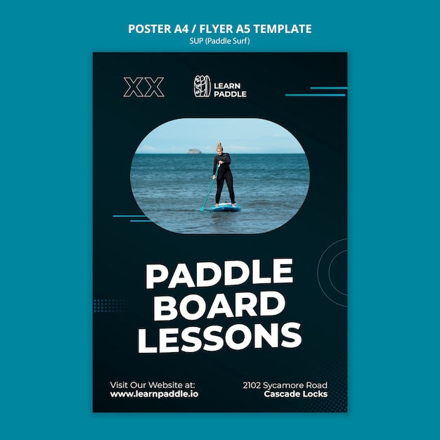 Modèle D'affiche Verticale De Cours De Paddleboard