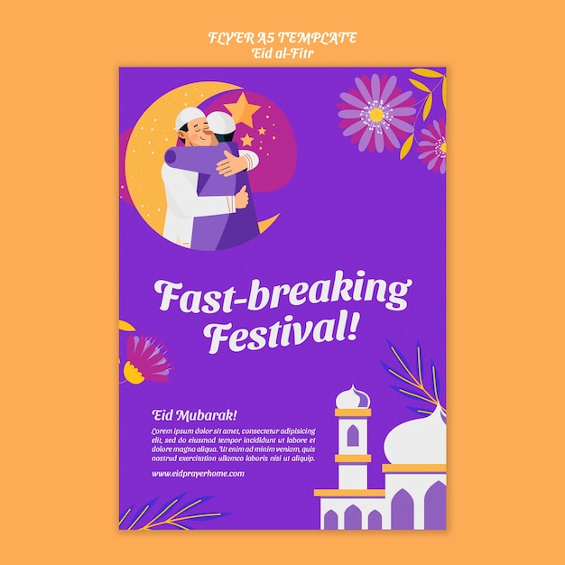 PSD gratuit modèle d'affiche verticale eid al fitr