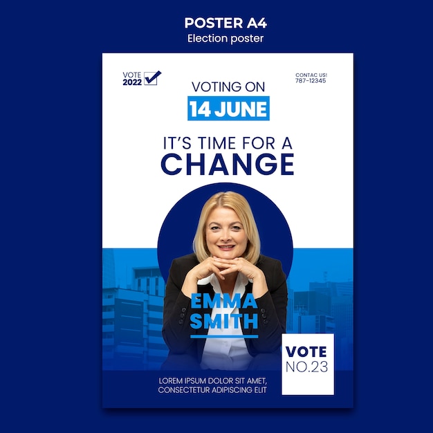 Modèle d'affiche verticale électorale et politique