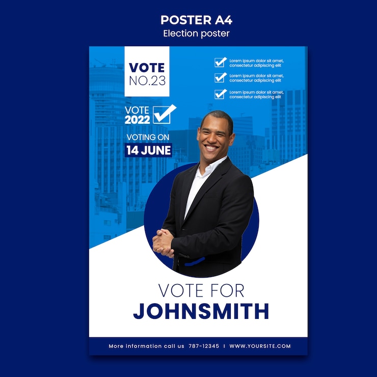 PSD gratuit modèle d'affiche verticale électorale et politique