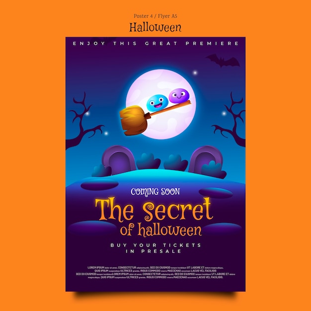 PSD gratuit modèle d'affiche verticale d'événement halloween secret
