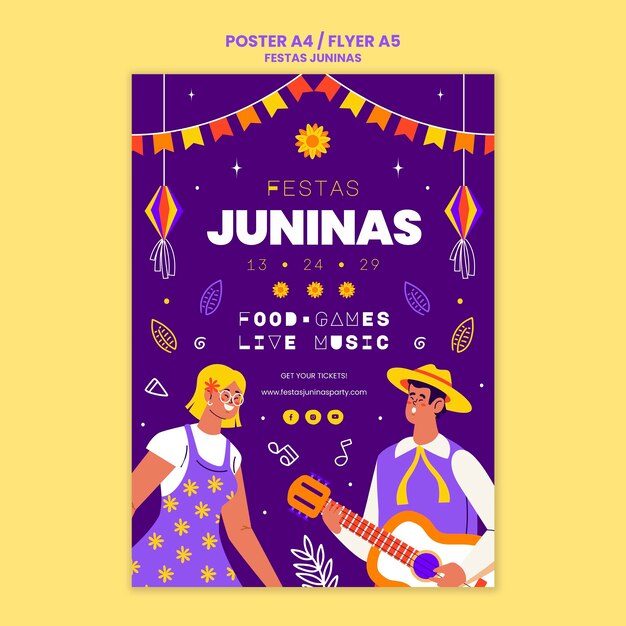 Modèle d'affiche verticale de festas juninas