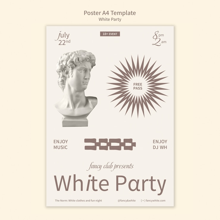PSD gratuit modèle d'affiche verticale de fête blanche