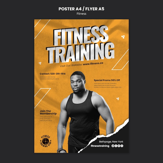 PSD gratuit modèle d'affiche verticale de gym et fitness