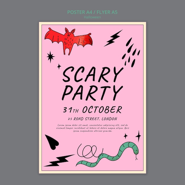 PSD gratuit modèle d'affiche verticale halloween avec texture brillante