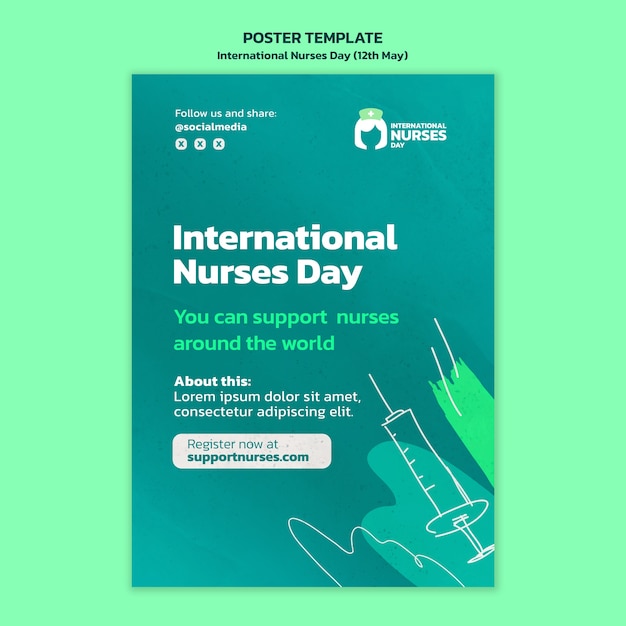Modèle d'affiche verticale de la journée internationale des infirmières