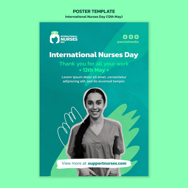 Modèle d'affiche verticale de la journée internationale des infirmières