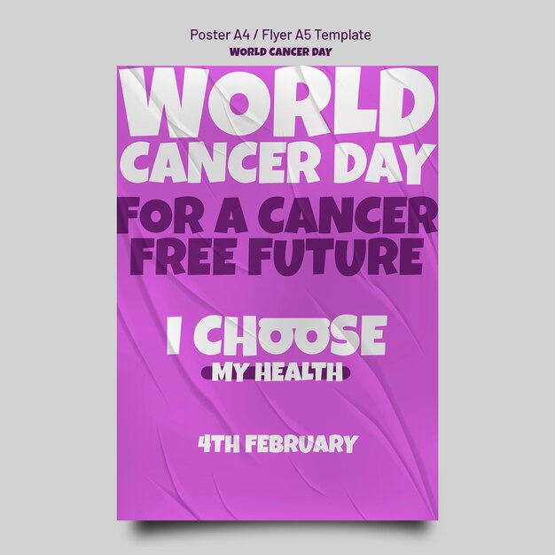 Modèle d'affiche verticale de la journée mondiale du cancer