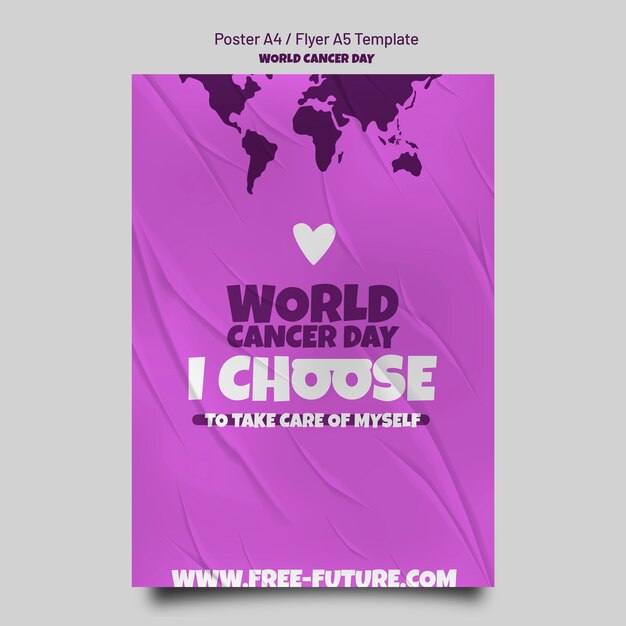 Modèle d'affiche verticale de la journée mondiale du cancer