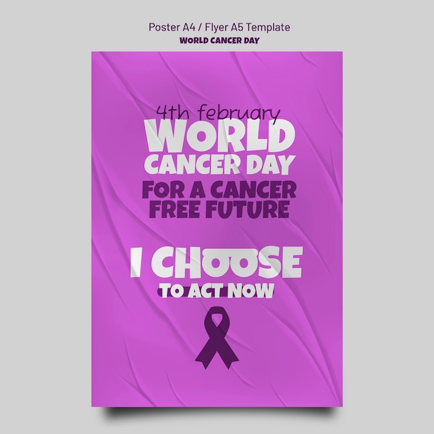 Modèle d'affiche verticale de la journée mondiale du cancer