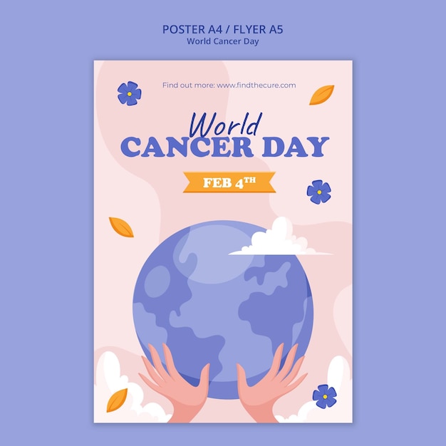 Modèle D'affiche Verticale De La Journée Mondiale Du Cancer