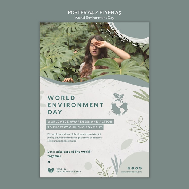 PSD gratuit modèle d'affiche verticale de la journée mondiale de l'environnement