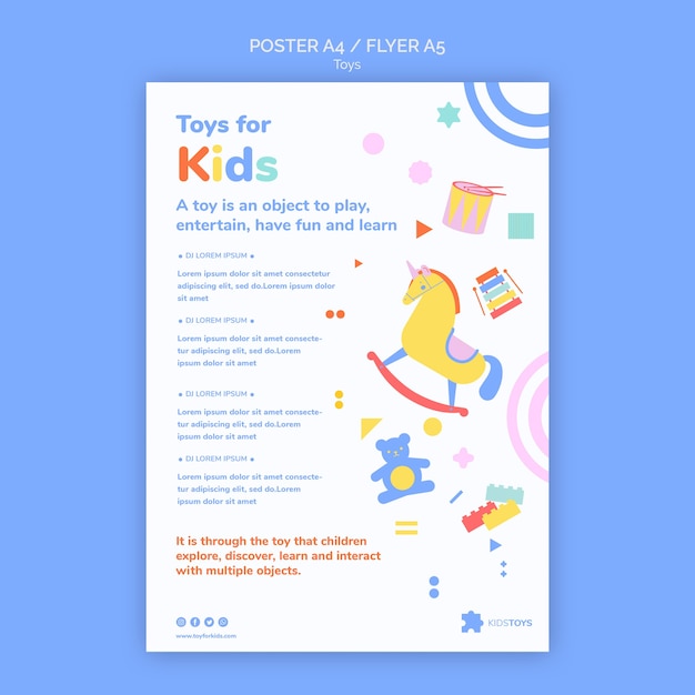 PSD gratuit modèle d'affiche verticale pour les achats en ligne de jouets pour enfants