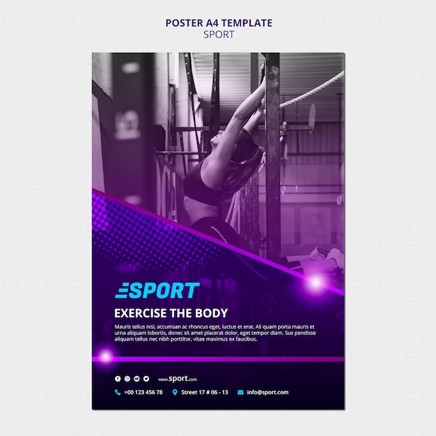 Modèle d'affiche verticale pour les activités sportives