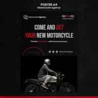 PSD gratuit modèle d'affiche verticale pour agence de moto avec cavalier masculin