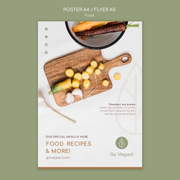Modèle d'affiche verticale pour les aliments végétaliens