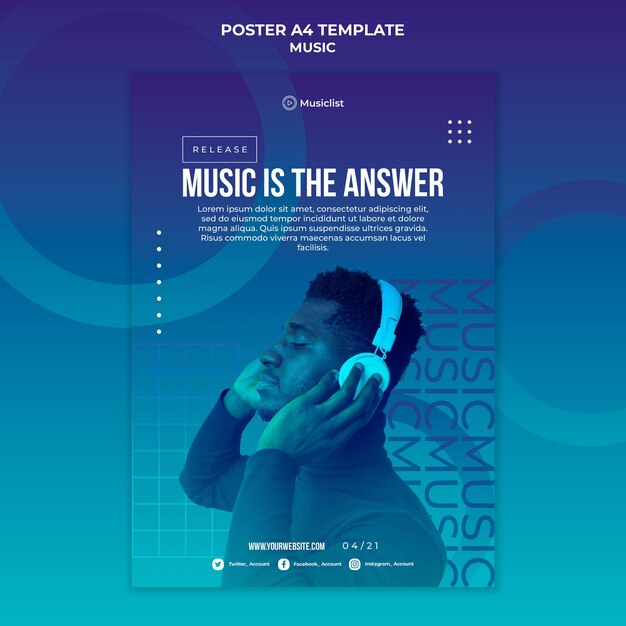 Modèle d'affiche verticale pour les amateurs de musique