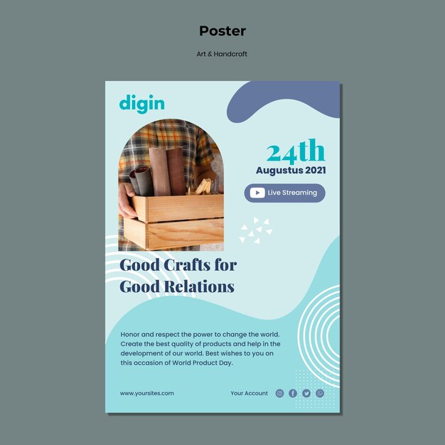 Modèle d'affiche verticale pour l'art et l'artisanat