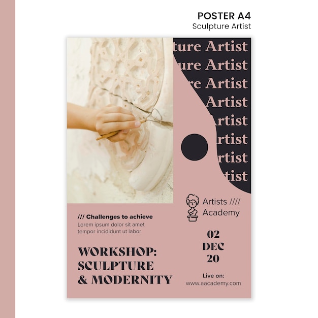 Modèle d'affiche verticale pour atelier de sculpture