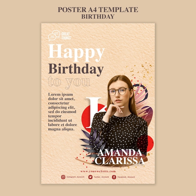 Modèle D'affiche Verticale Pour La Célébration D'anniversaire D'anniversaire