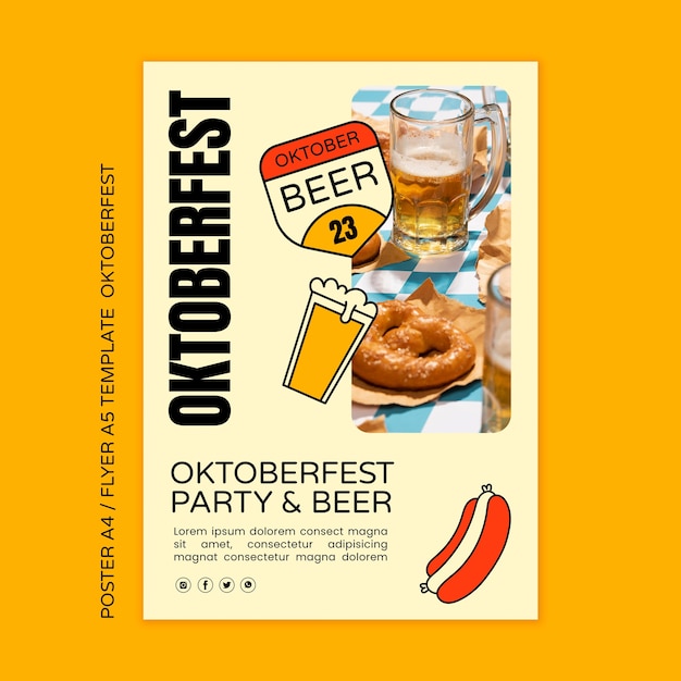 PSD gratuit modèle d'affiche verticale pour la célébration du festival de la bière oktoberfest