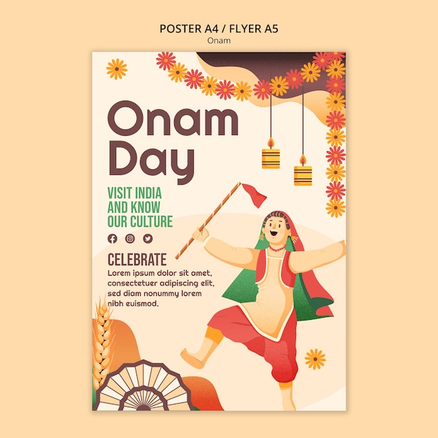 Modèle D'affiche Verticale Pour La Célébration Du Festival Onam