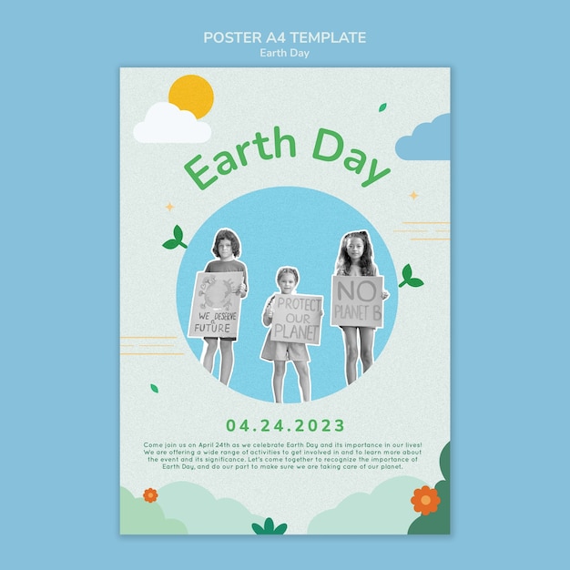 PSD gratuit modèle d'affiche verticale pour la célébration du jour de la terre