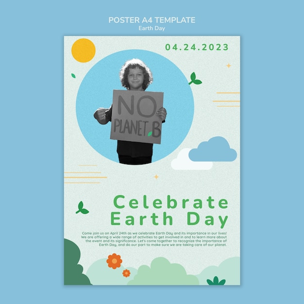 PSD gratuit modèle d'affiche verticale pour la célébration du jour de la terre