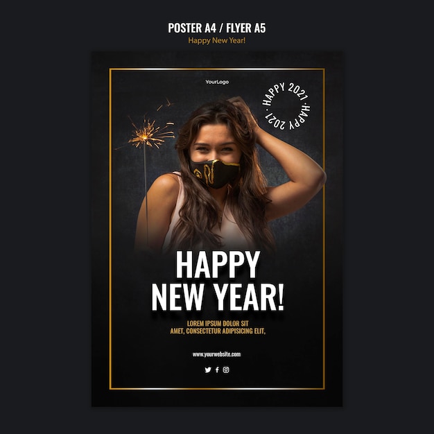 PSD gratuit modèle d'affiche verticale pour la célébration du nouvel an