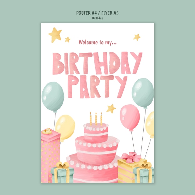 Modèle d'affiche verticale pour la célébration de la fête d'anniversaire