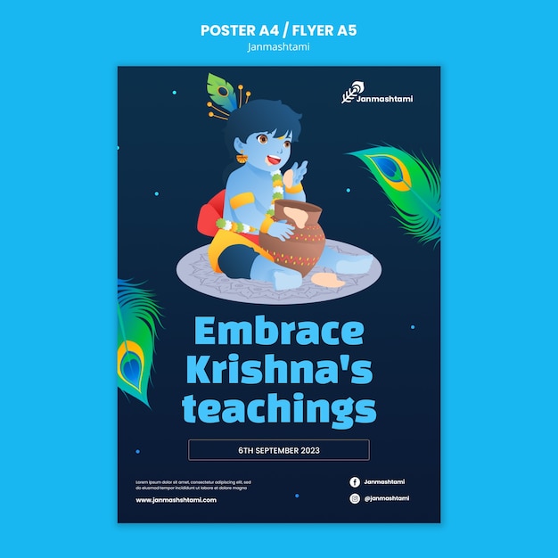 Modèle D'affiche Verticale Pour La Célébration De Janmashtami