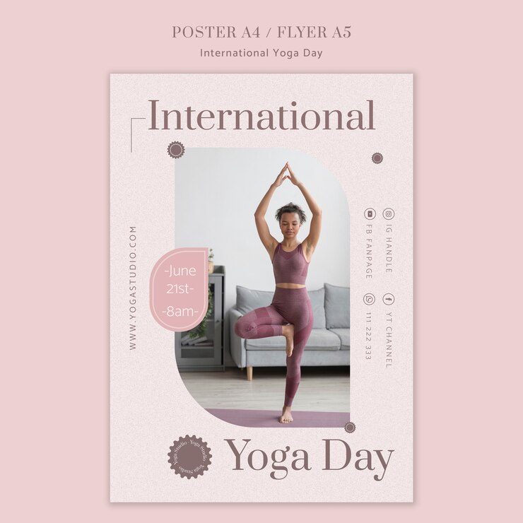 PSD gratuit modèle d'affiche verticale pour la célébration de la journée internationale du yoga