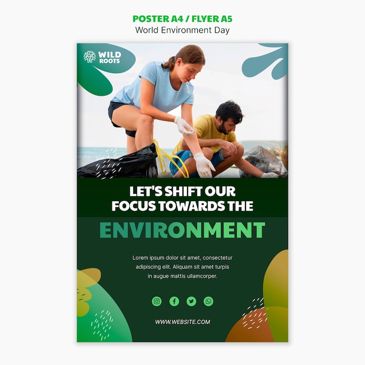 PSD gratuit modèle d'affiche verticale pour la célébration de la journée mondiale de l'environnement