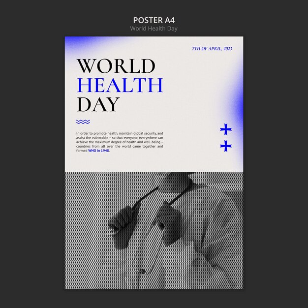 PSD gratuit modèle d'affiche verticale pour la célébration de la journée mondiale de la santé