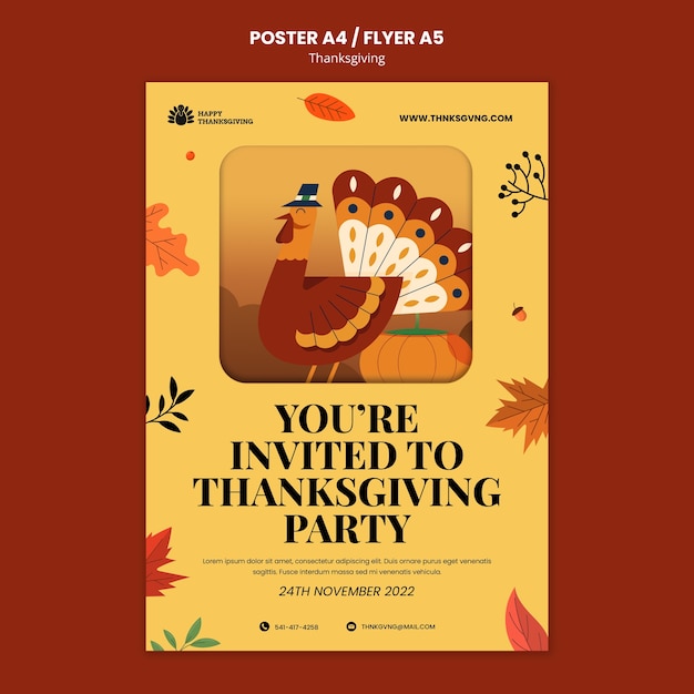 PSD gratuit modèle d'affiche verticale pour la célébration de thanksgiving